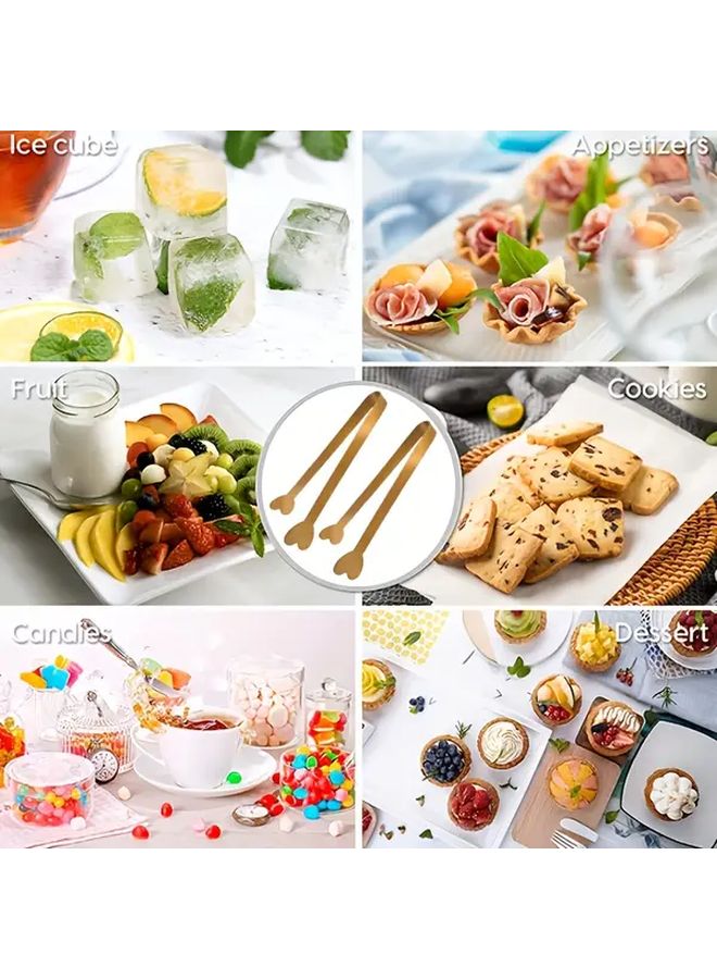 10pcs Golden Heart Shaped Stainless Steel Mini Tongs For Coffee Bar Wedding Party - Image 5